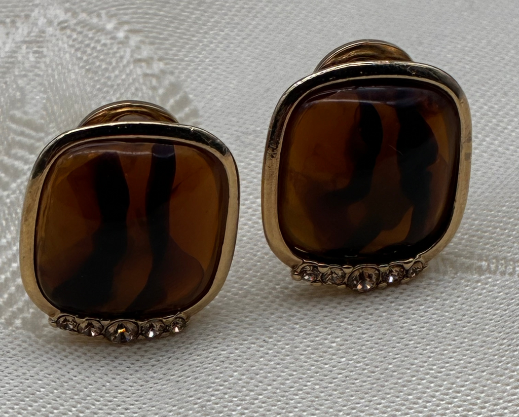 Vintage Clip-On Stone Earrings