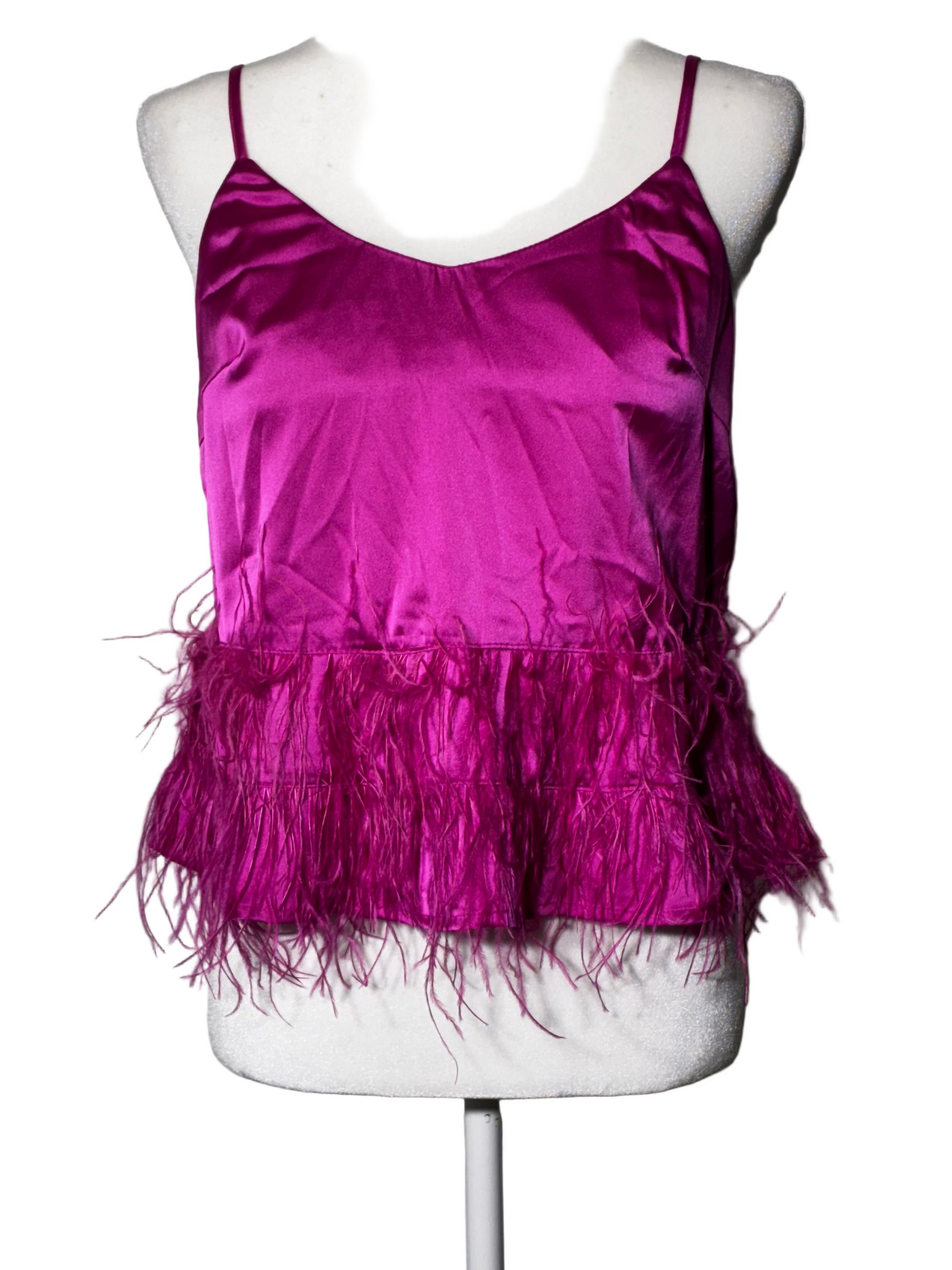 Contemporary -Pink Feather Trim Tank