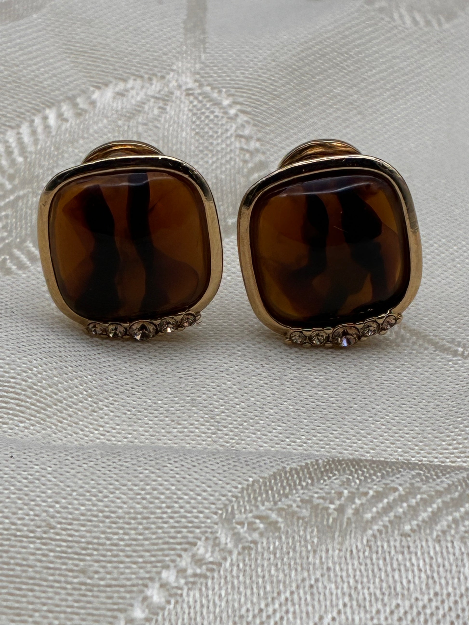 Vintage Clip-On Stone Earrings