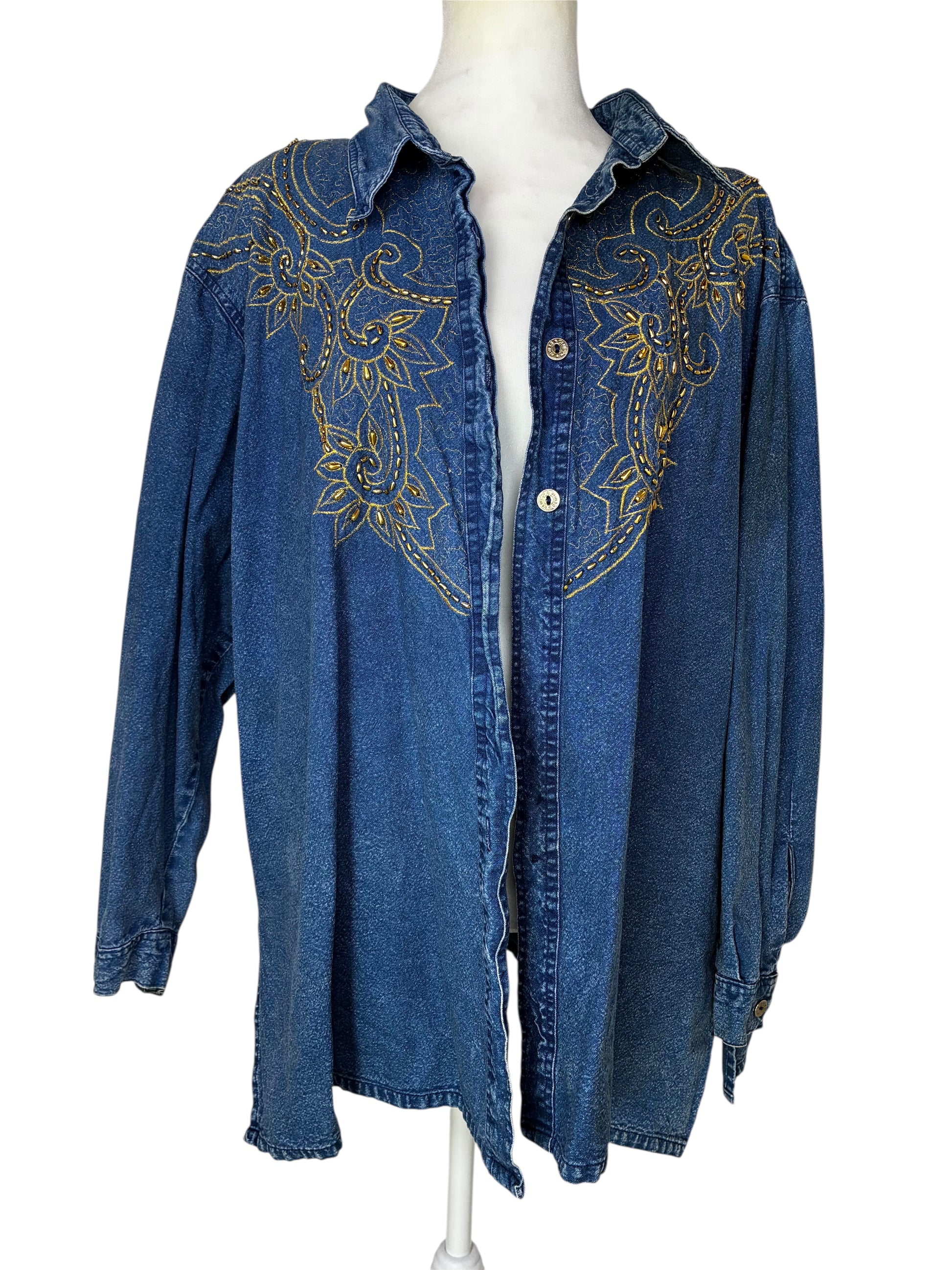 Vintage beaded denim top by Club Z Denim