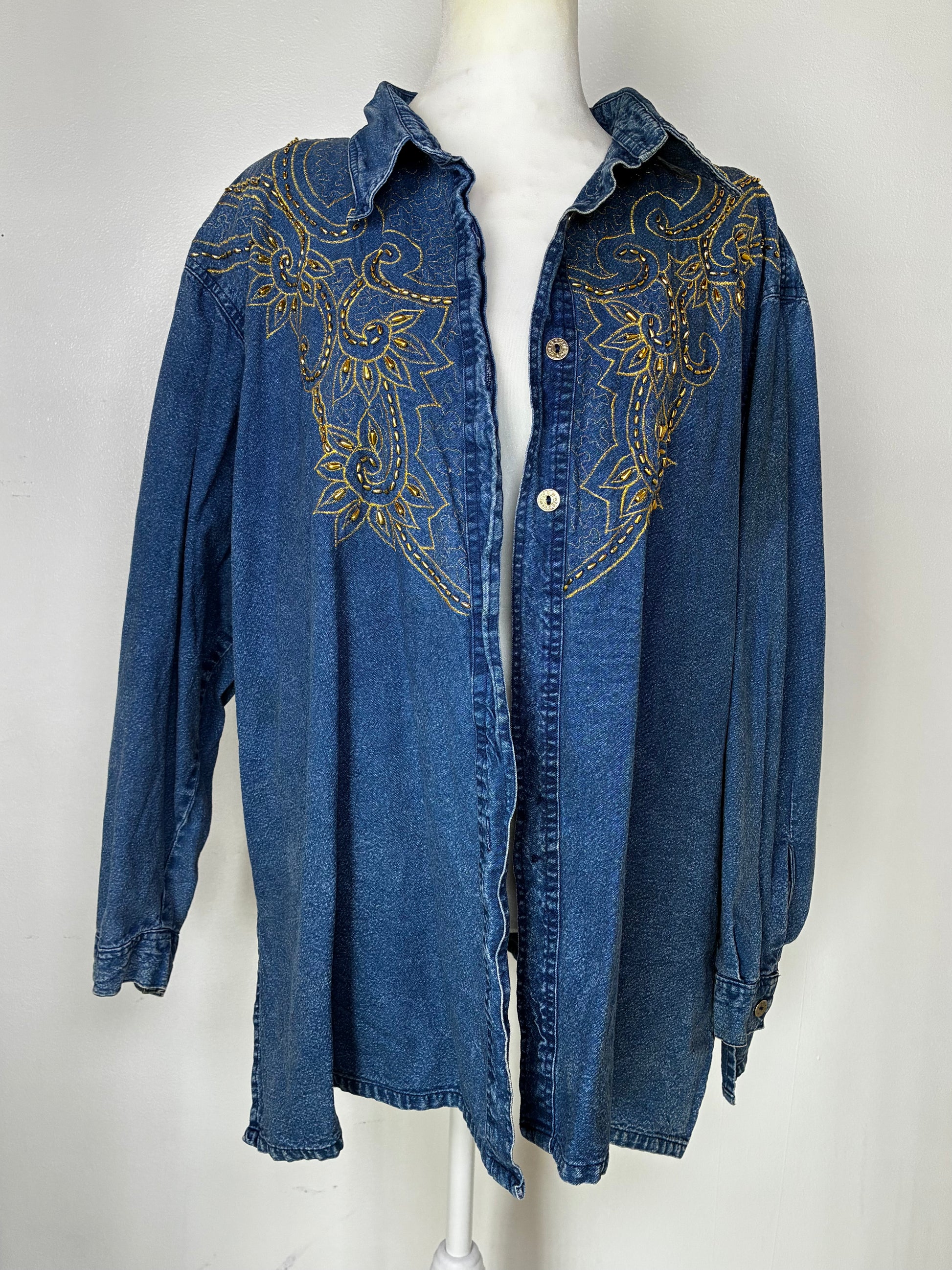 Vintage beaded denim top by Club Z Denim