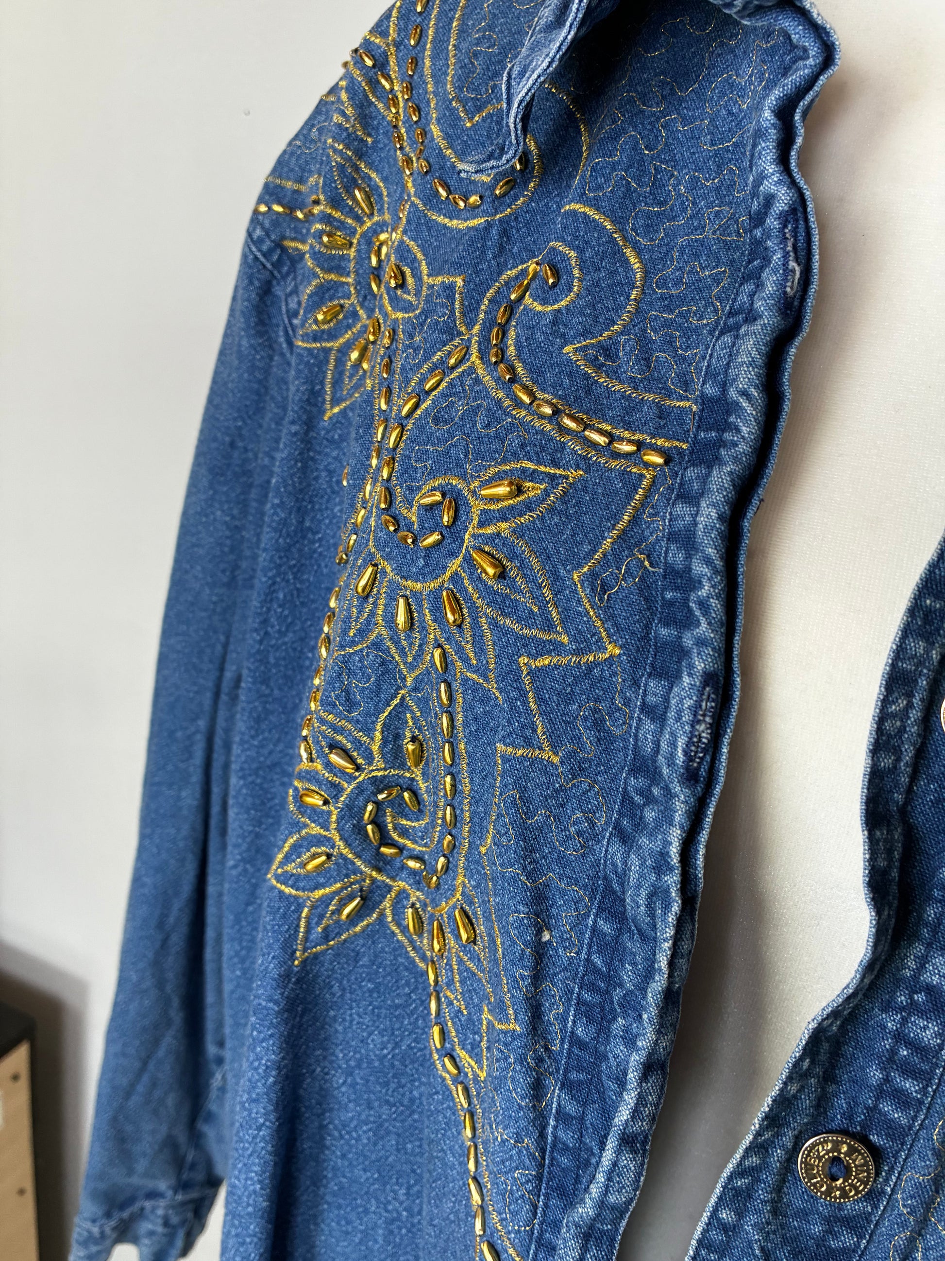 Vintage beaded denim top by Club Z Denim