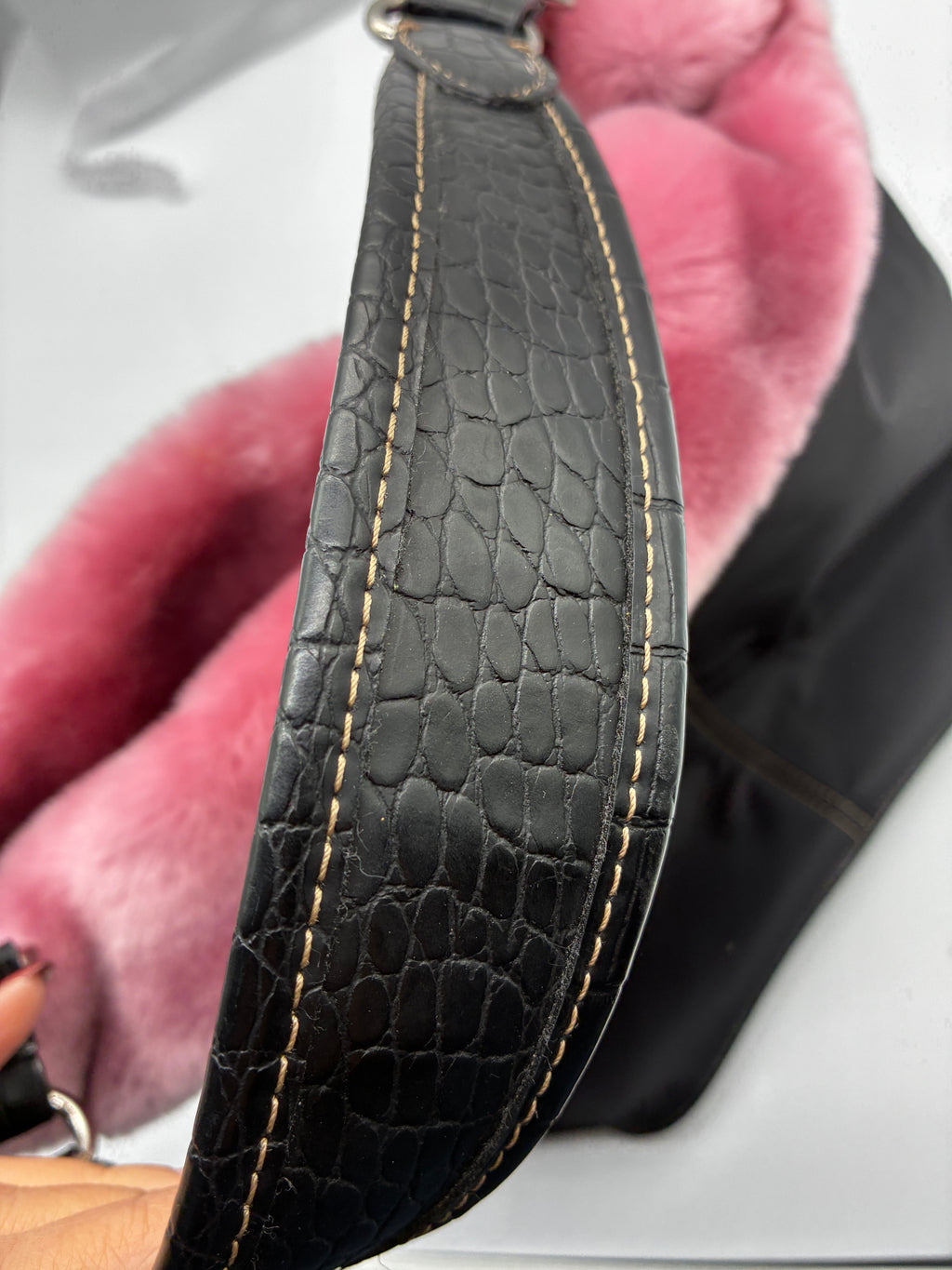 Faux Fur Trim Handbag by Liz Claiborne