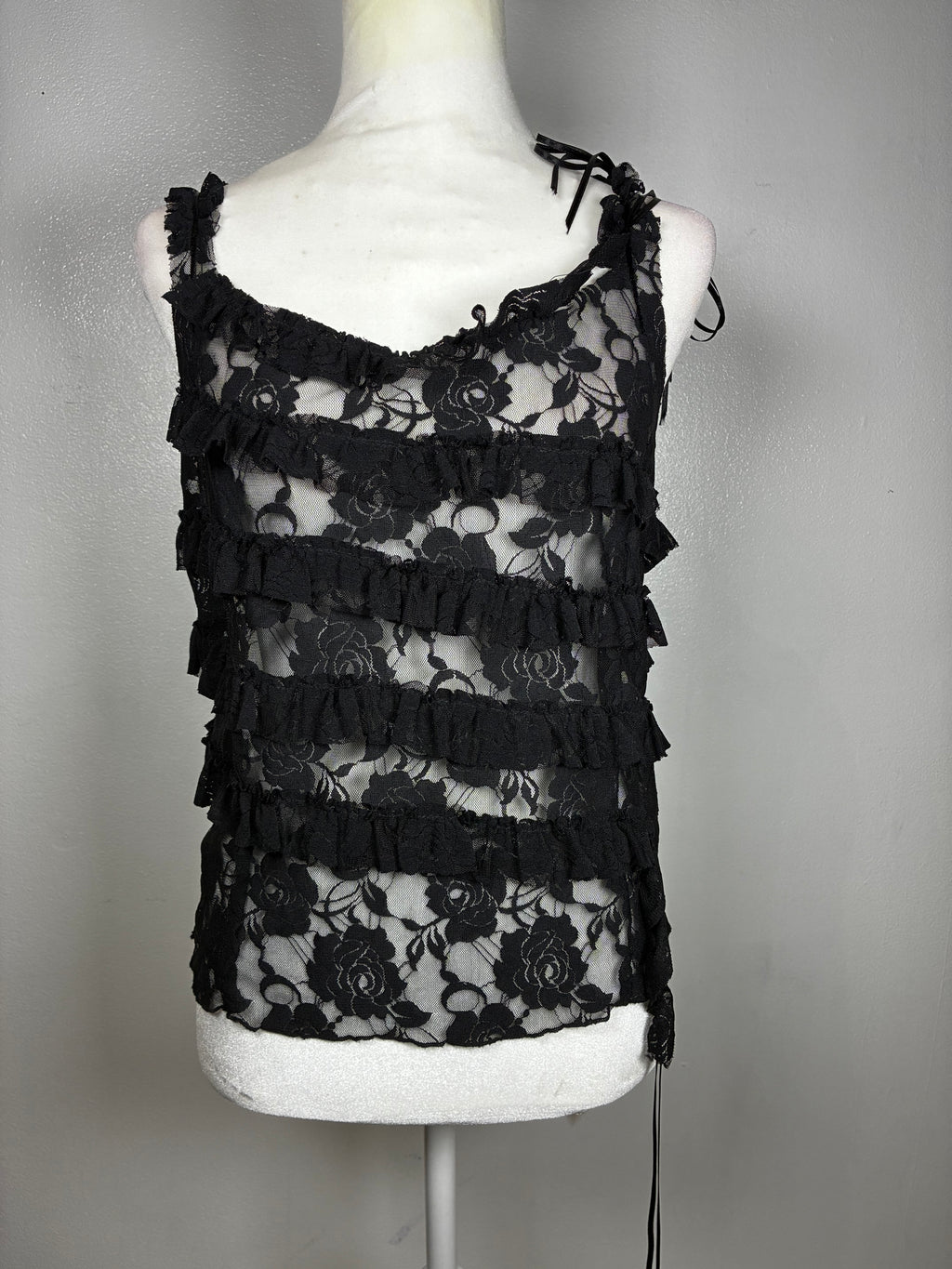 Y2K Ruffled Mesh Tank by David Bitton