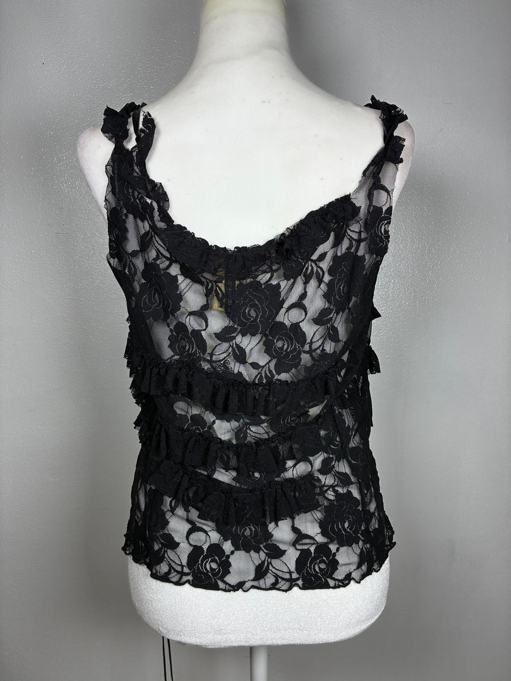 Y2K Ruffled Mesh Tank by David Bitton