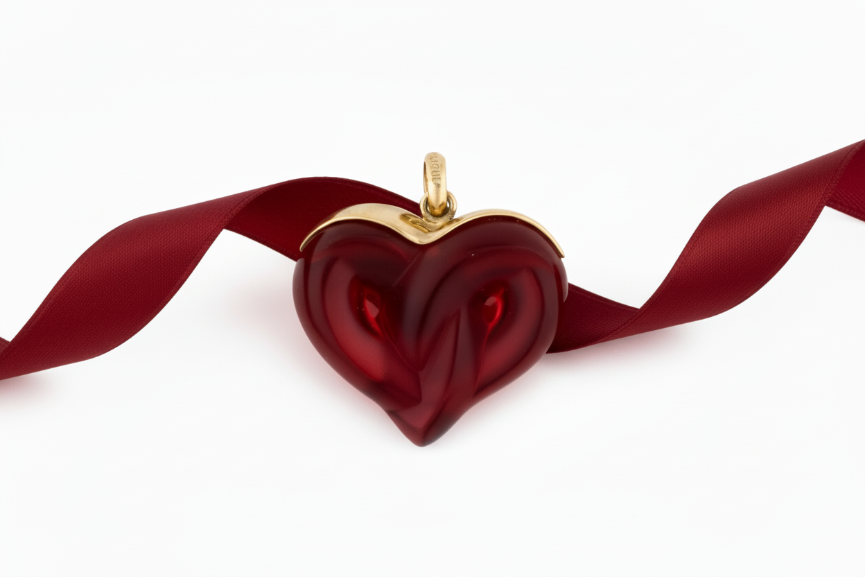 Lalique Crystal Entwined Heart Necklace