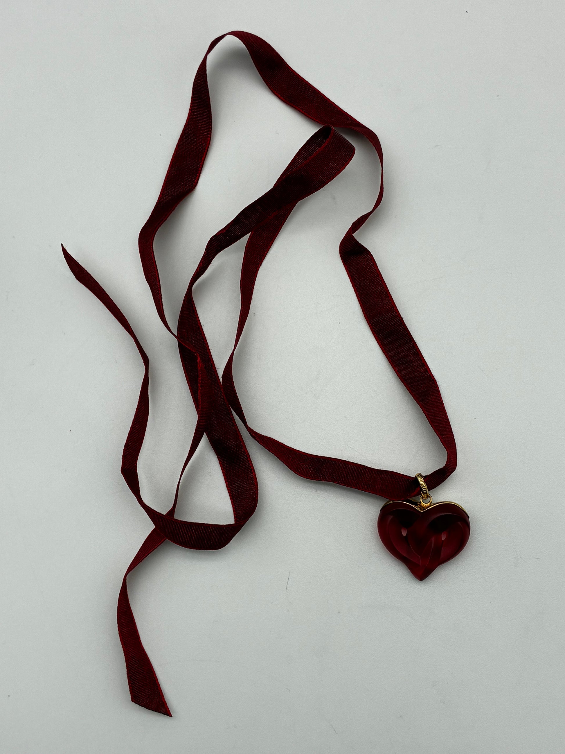 Lalique Crystal Entwined Heart Necklace