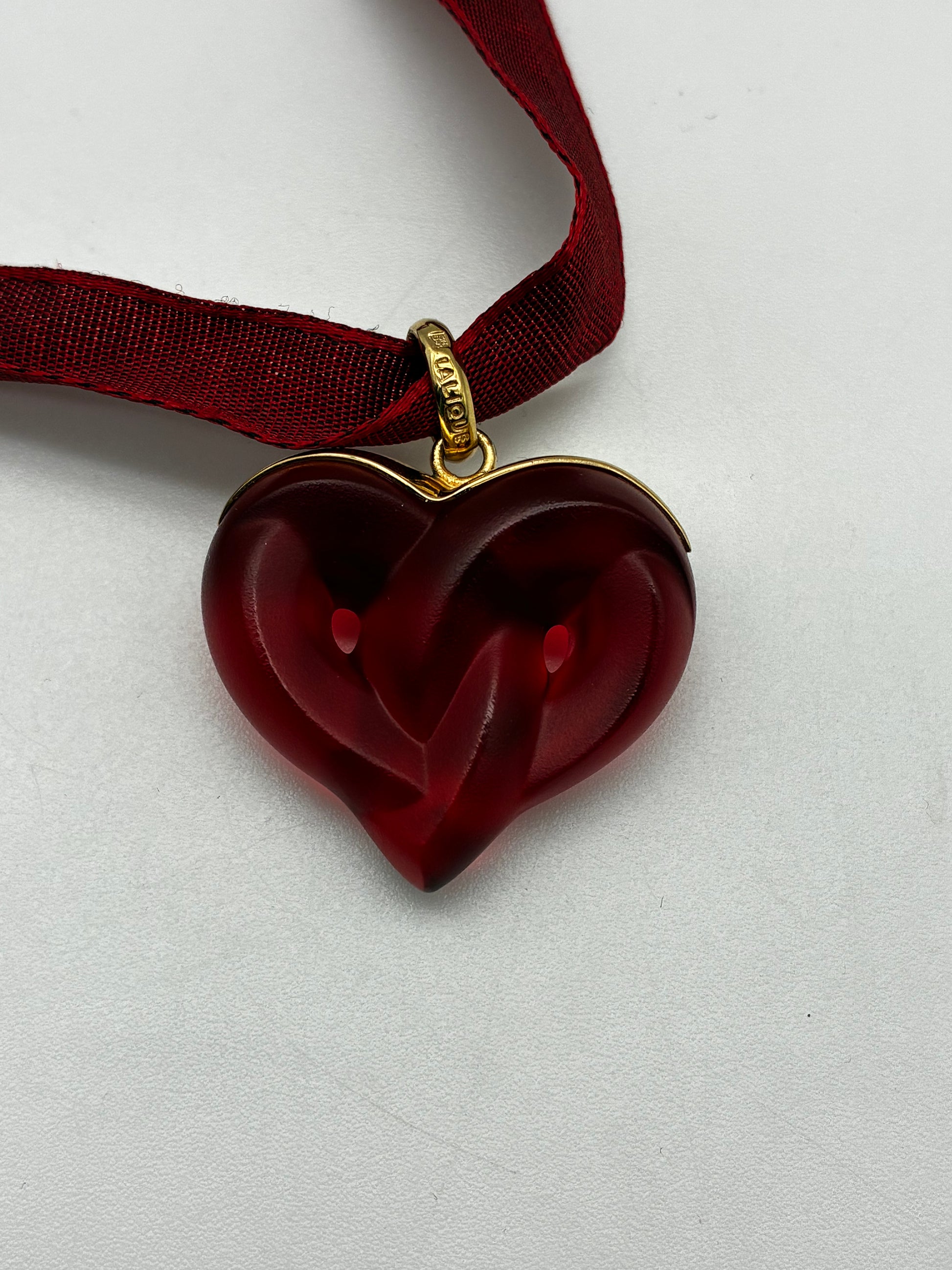 Lalique Crystal Entwined Heart Necklace